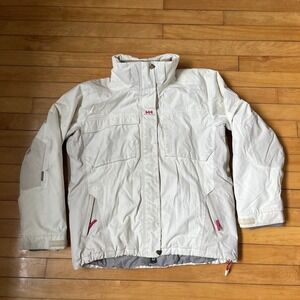 Helly Hansen Womens White Pink Insulated Ski Jacket Large Winter Coat Techwear